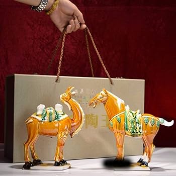 キャメルと馬と異人像（陶器）３個セット Amazon.co.jp: ファイン唐唐三彩陶器ジェイド馬+キャメル